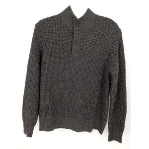 Faherty Wool Cashmere  Men's Quarter Button Sweater Charcoal Melange Size L